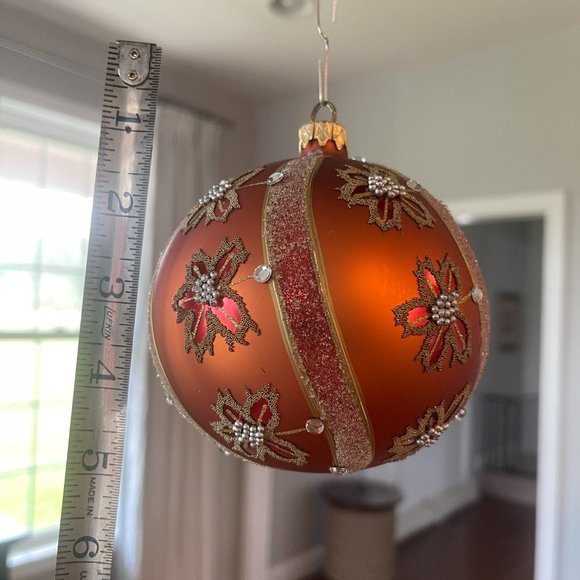 Large Orange Glass Ornament - no box - Picture 3 of 4
